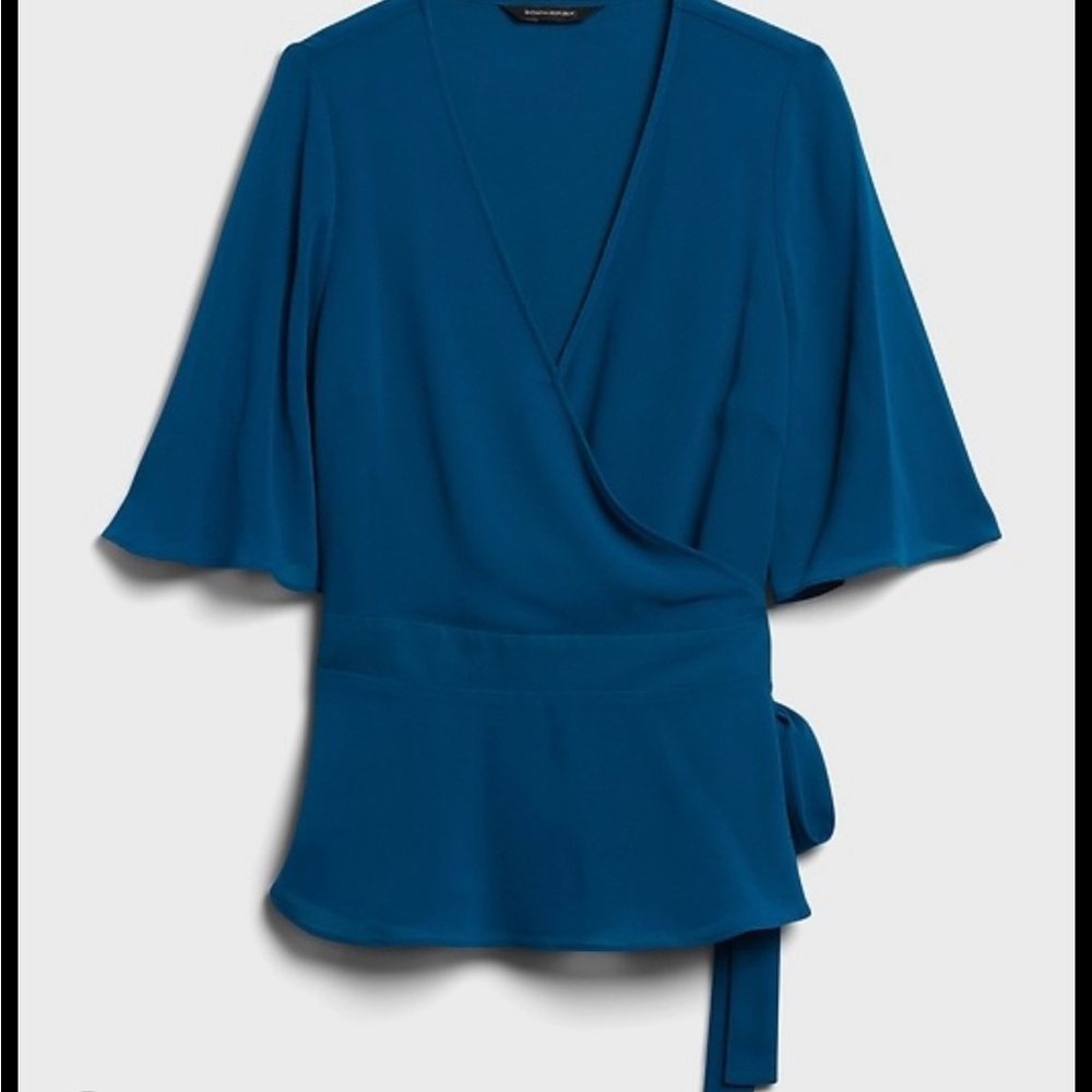 Banana Republic Wrap Blouse | Shibori Blue | S Tall